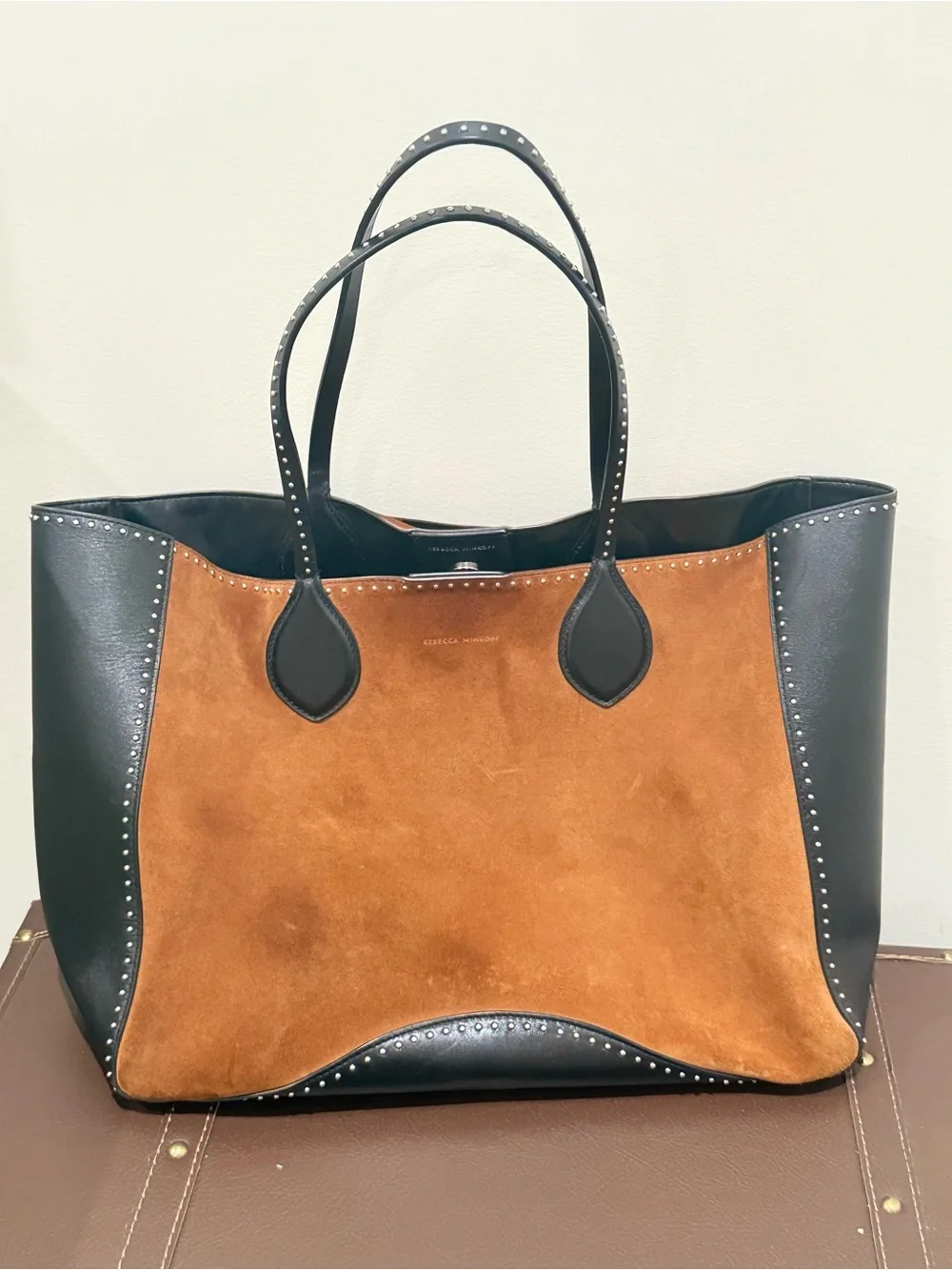 Rebecca Minkoff Two-Tone Suede and Leather Tote in Brown and Black